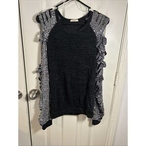 12PM By Mon Ami Top Cold Shoulder Long Sleeve Womens S Sparkle